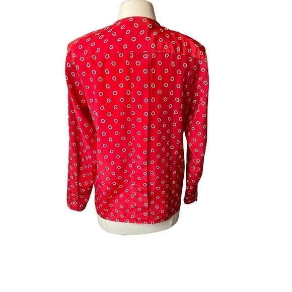 Oscar de la Renta Expressions Vintage 80’s Red White Polka Dot Blouse Top M - Picture 5 of 8